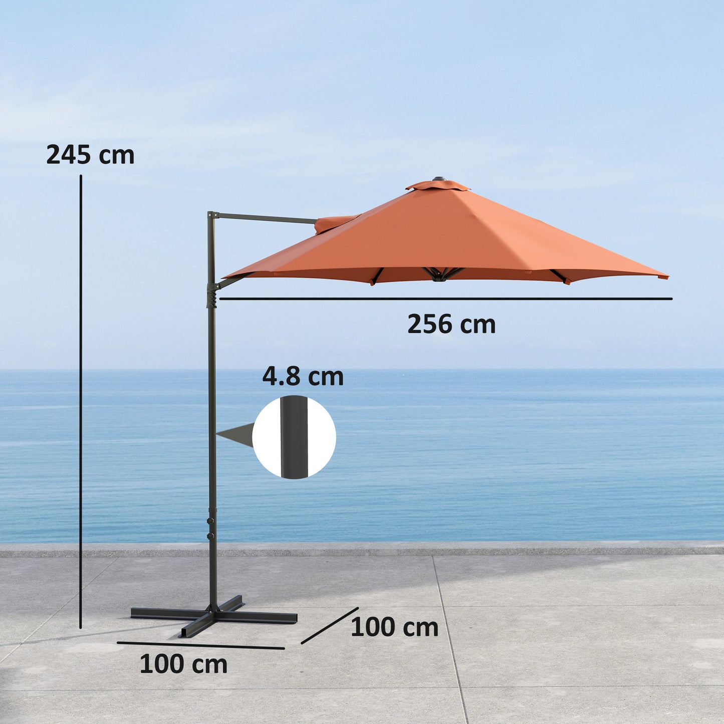 2.5m Rotating Cantilever Parasol