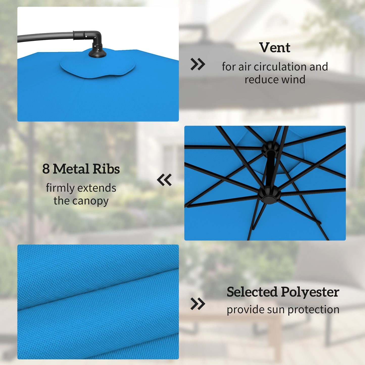 3m Overhanging Parasol, with Base, Weights and Cover