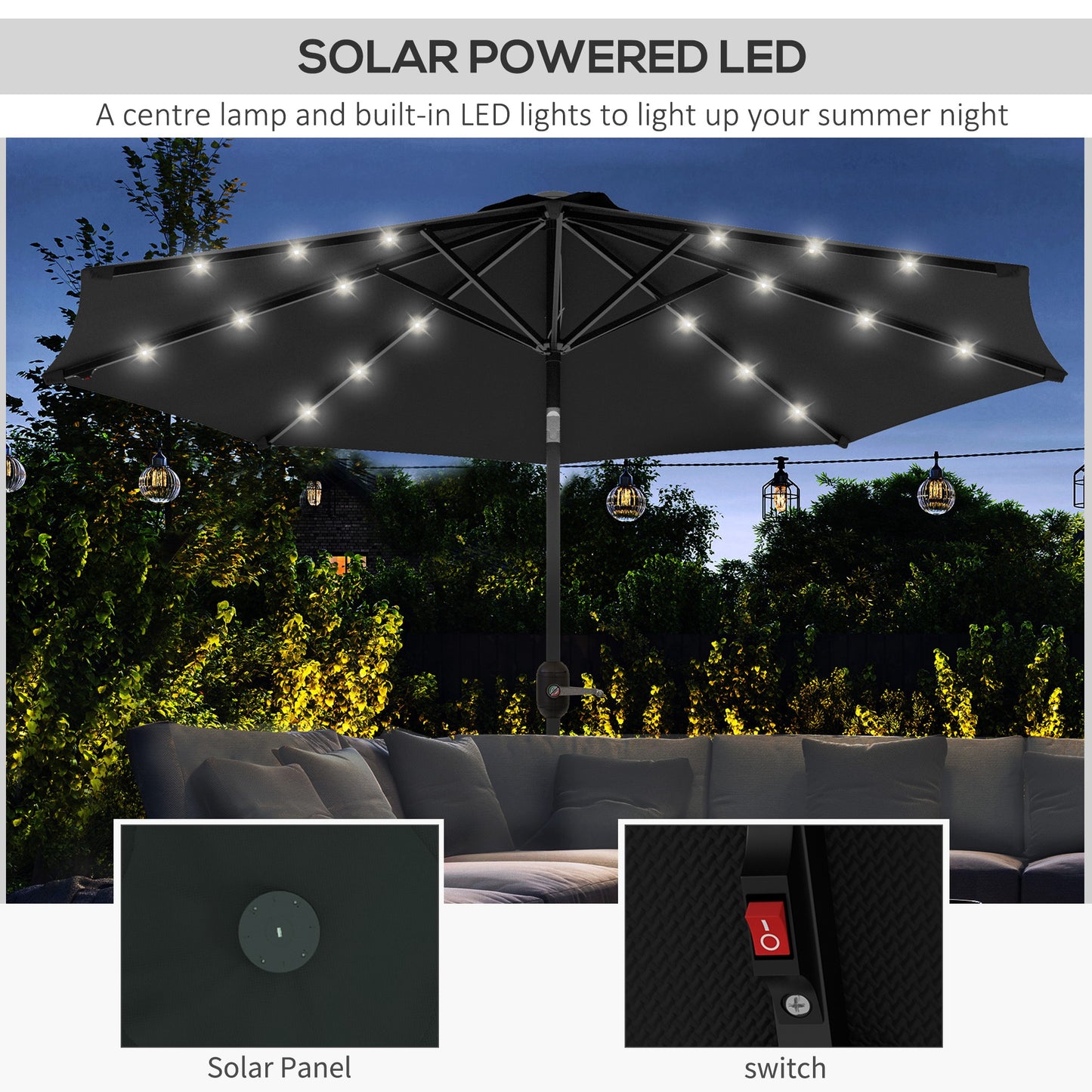 2.7m Outdoor Patio Garden Umbrella Parasol with Tilt Crank