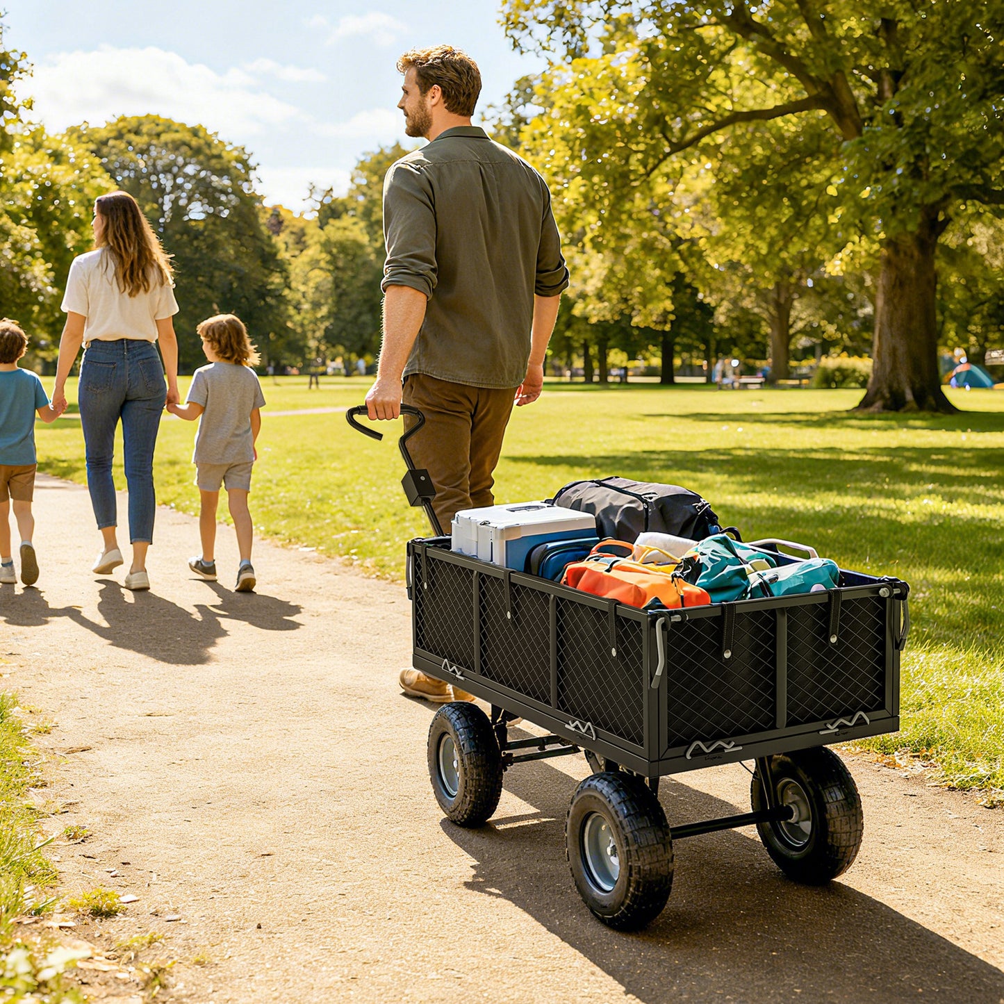 114L Steel Frame Garden Cart Trolley