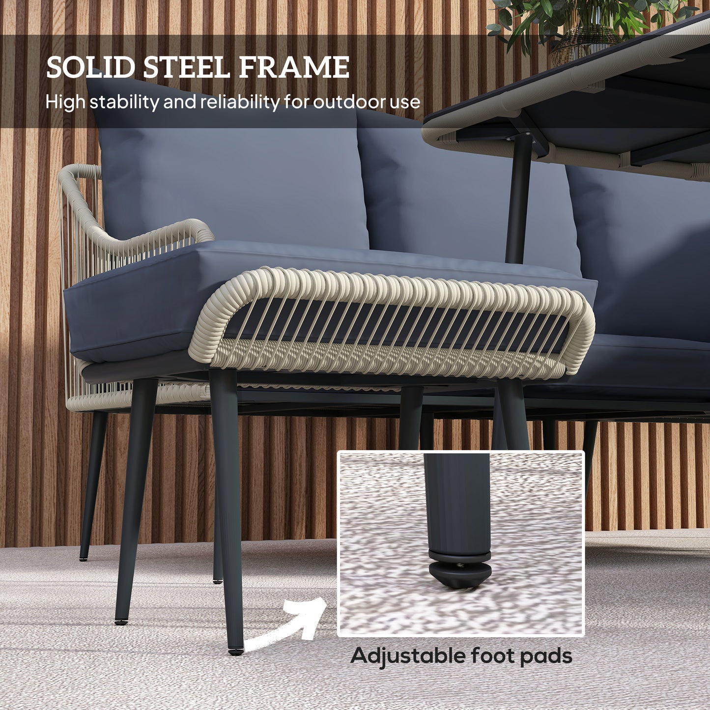 Six-Piece Rattan Strong Garden Sofa Set with Removable