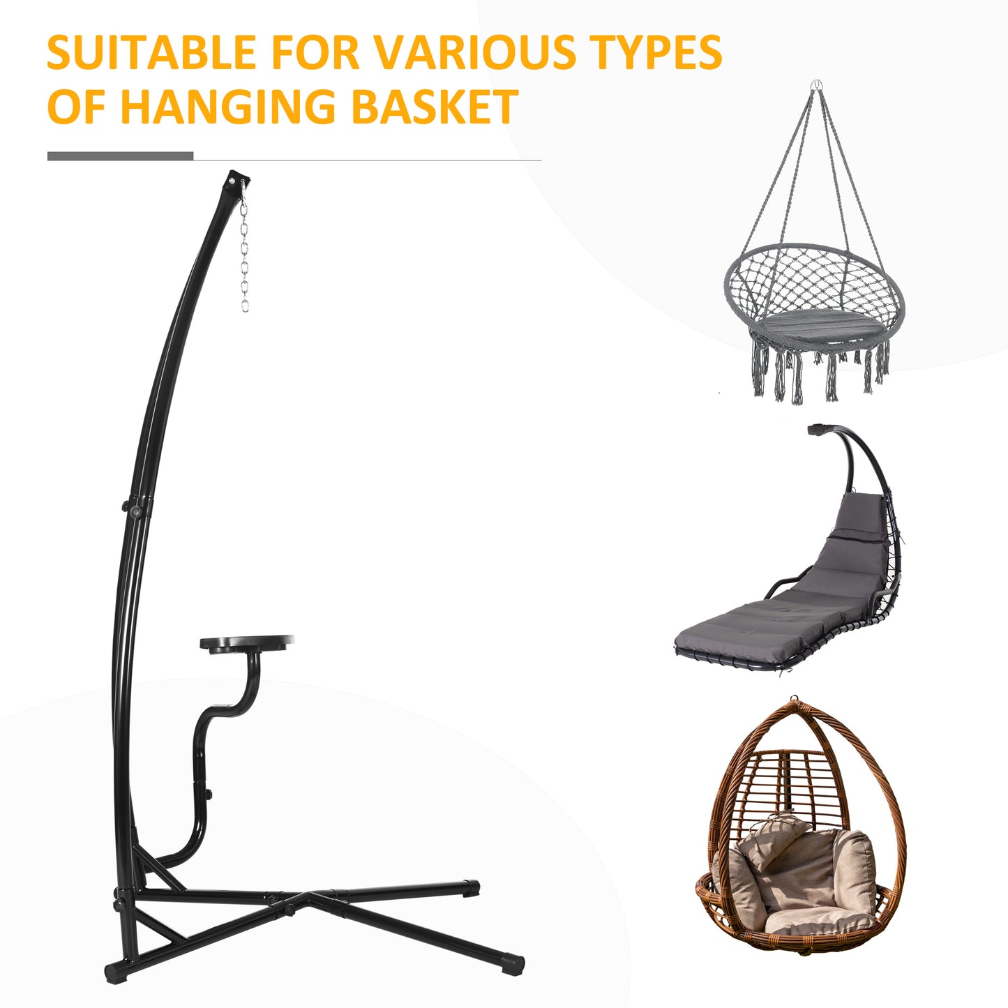 Hammock Chair Stand Only Construction Heavy Duty Metal C-Stand