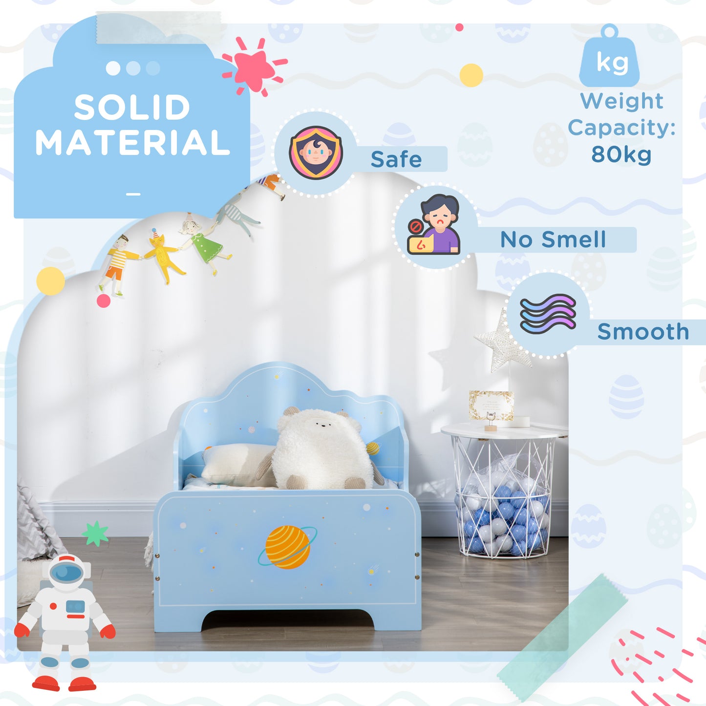 3PCs Kids Bedroom Furniture Set with Bed, Toy Box Bench