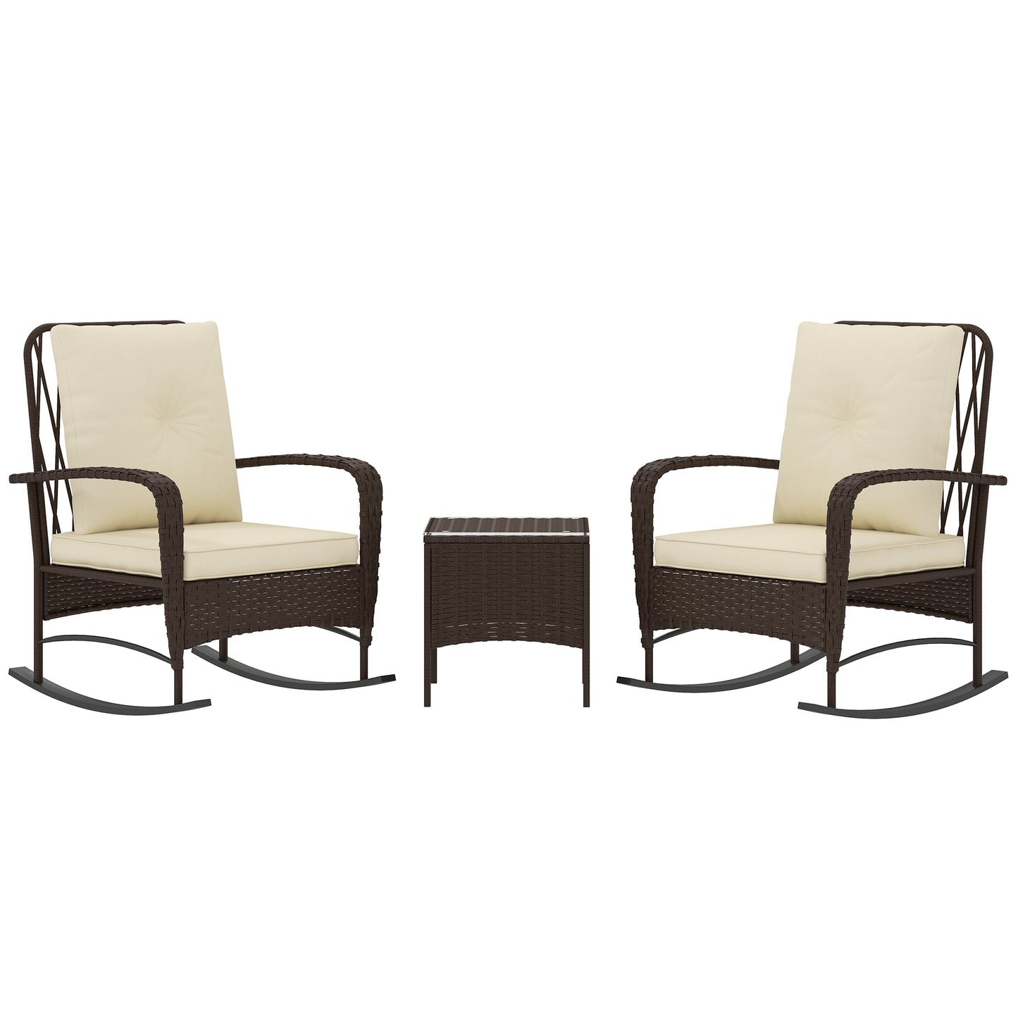 Three-Piece Rocking Chair Rattan Bistro Set