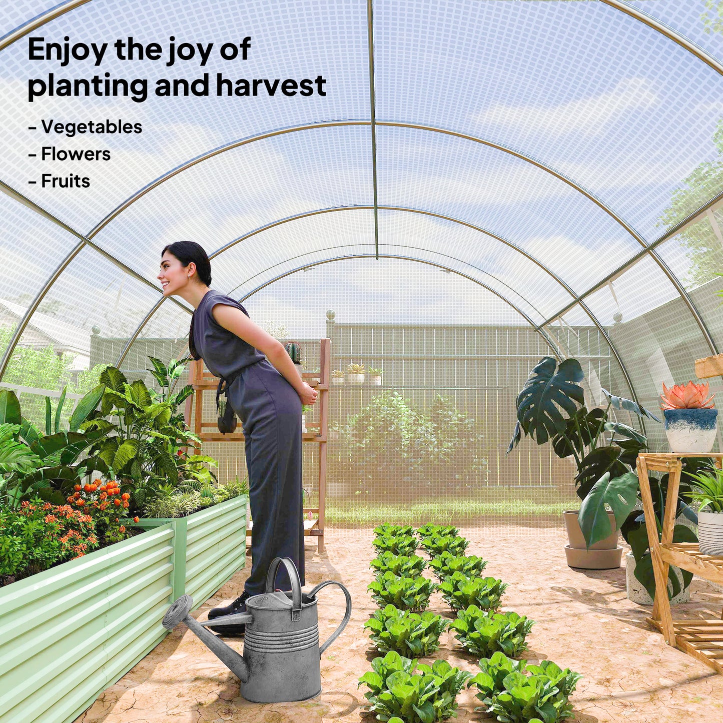 4 x 3 x 2 m Polytunnel Greenhouse with Roll-up Side Walls