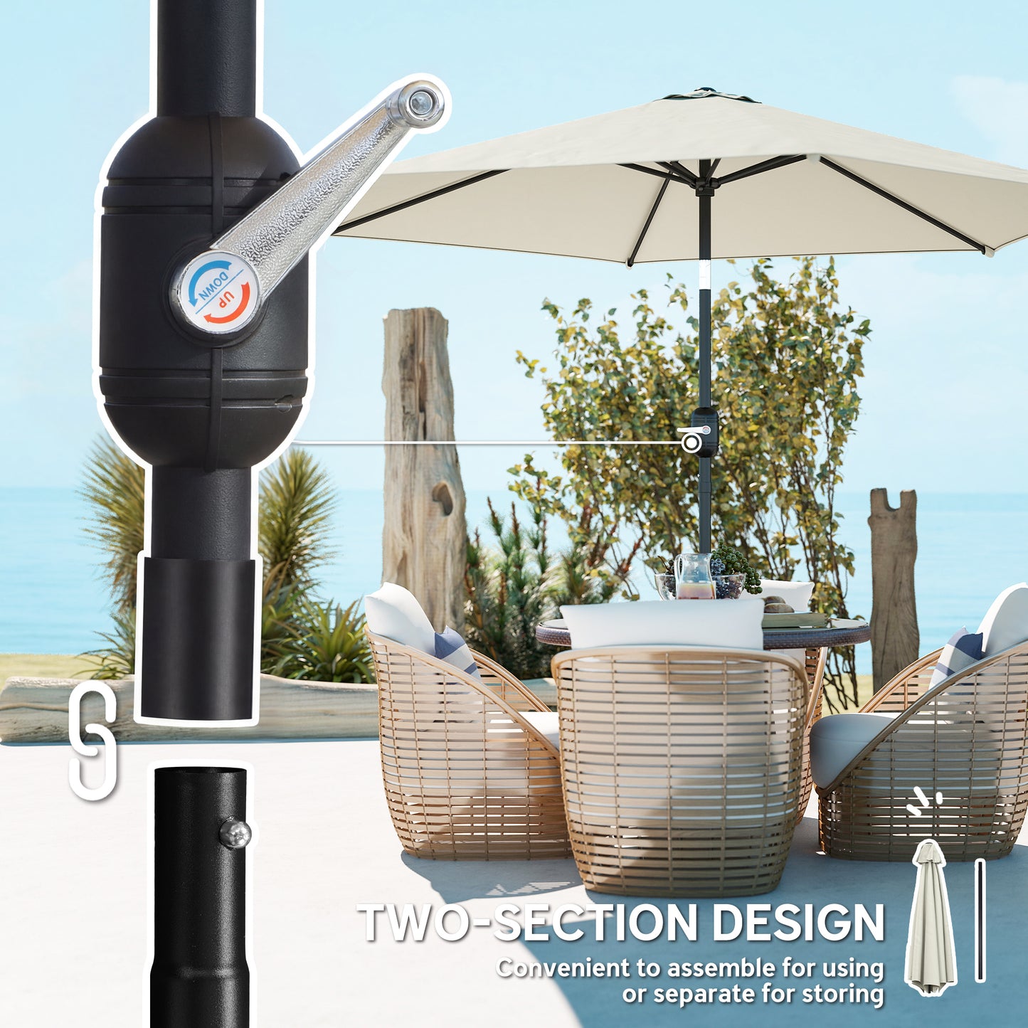 2.6 m Garden Parasol Umbrella with Aluminium Pole (2)