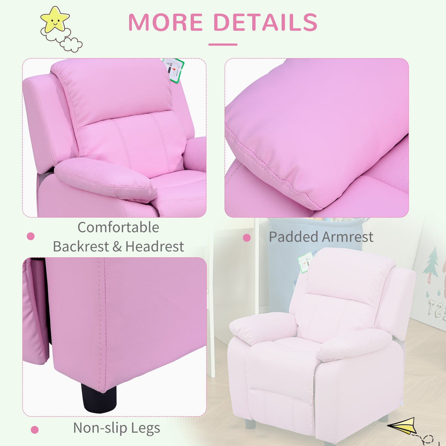 Kids Sofa Armchair Toddler Recliner Children's  Chair Lounger Games