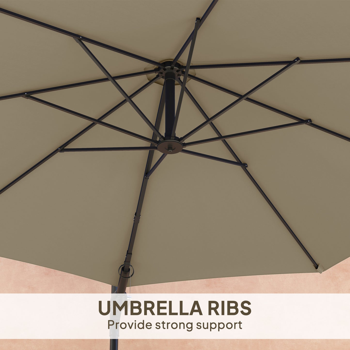 3(m) Wall-Mounted Parasol Shade, with Handle