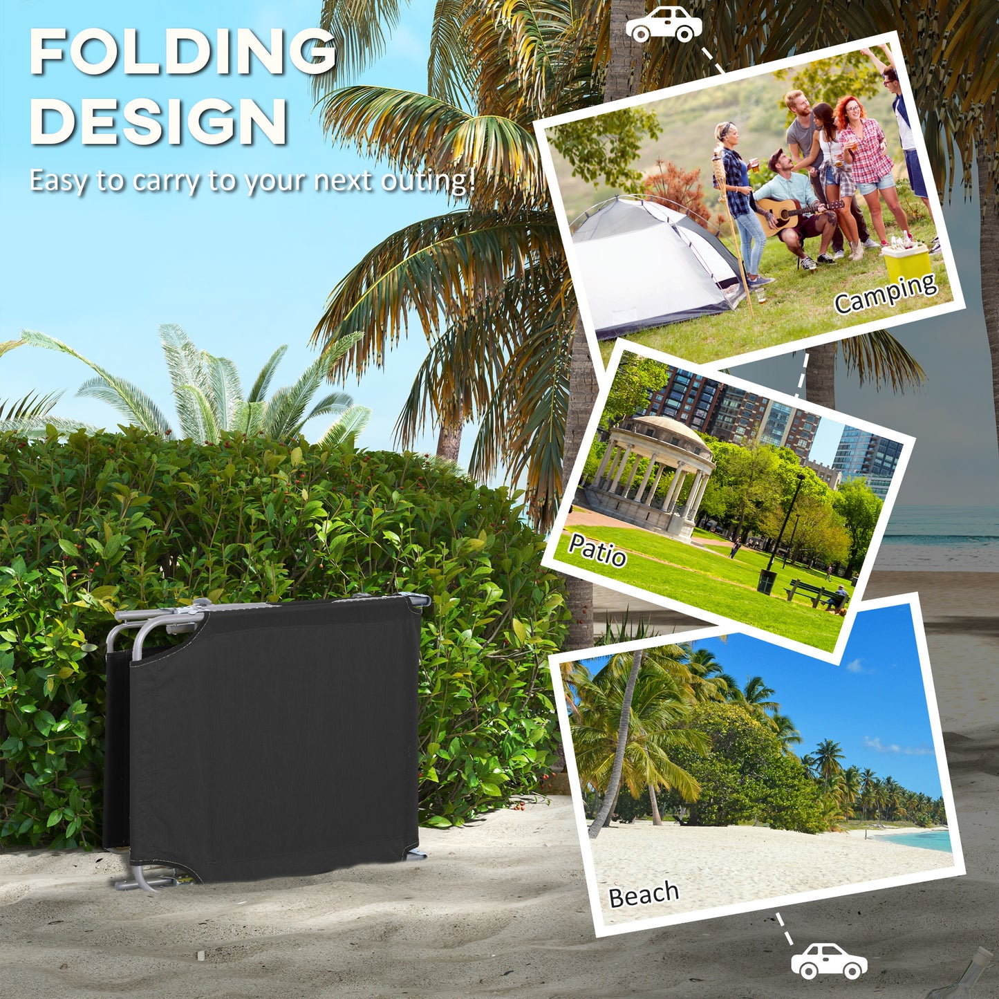 Foldable Sun Lounger Set of 2 with Sun Shade & Adjustable Backrest
