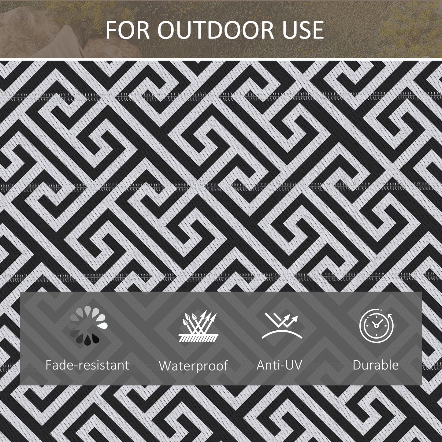 182 x 274 cm(6x9ft) Outdoor Rug Reversible Mat Plastic Straw Rug
