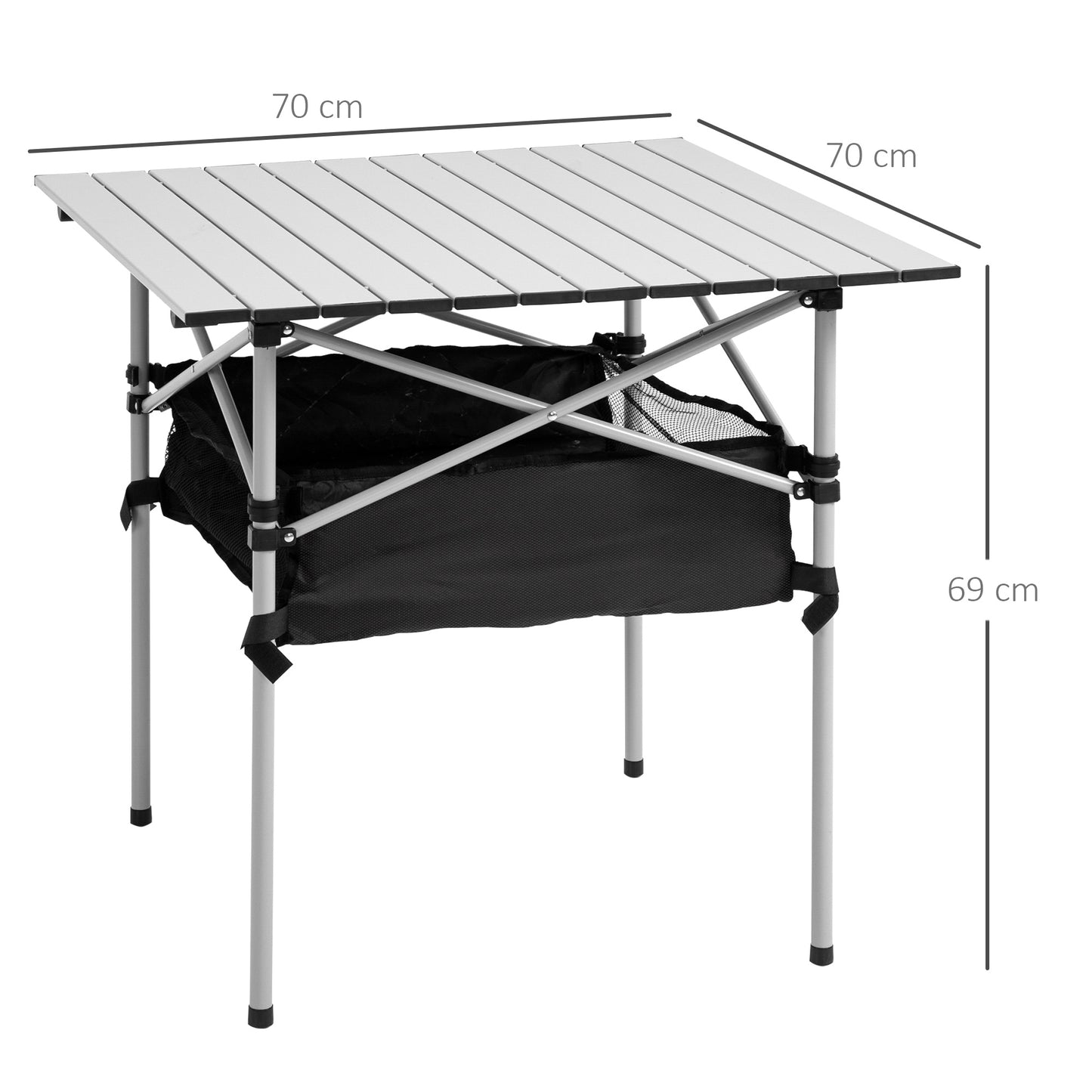 Portable Camping Table w/ Mesh Bag & Steel Frame Hiking Furniture