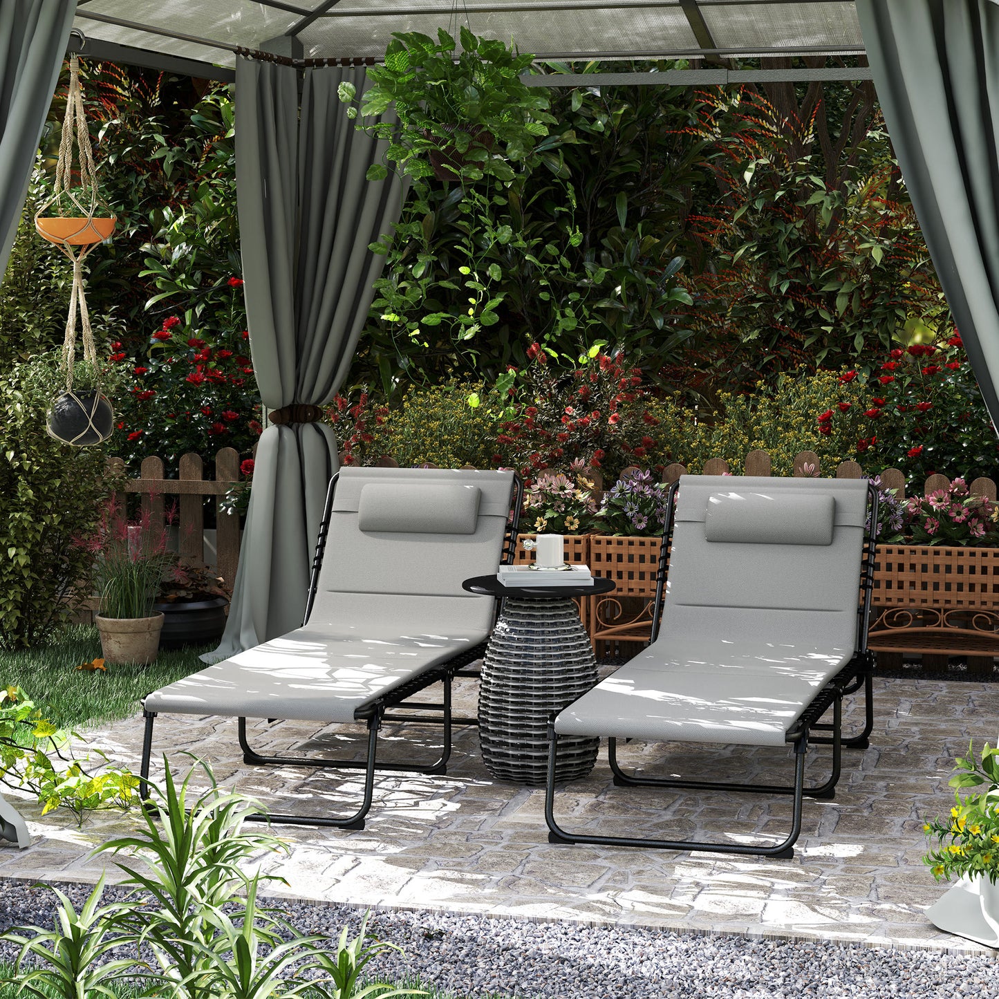 Set of Two Reclining Sun Loungers (2)