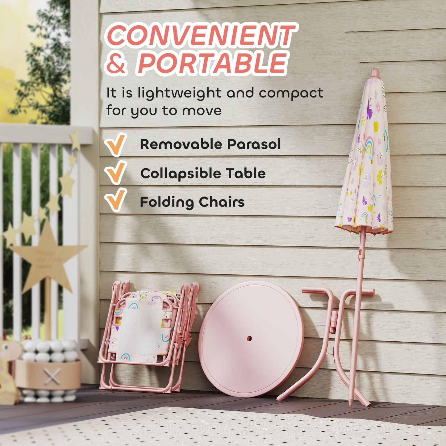 4-Piece Kids Garden Table and Chair Set with Adjustable Parasol (1)