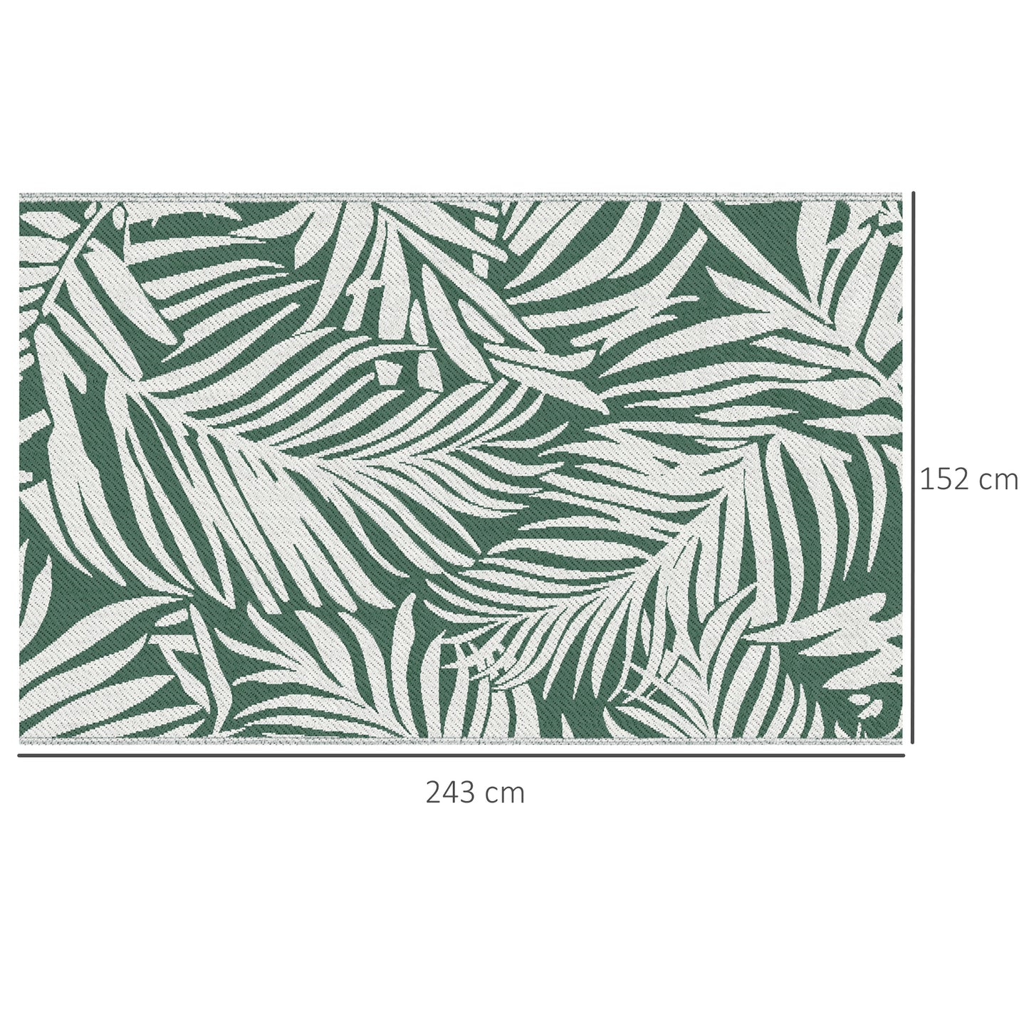 Reversible Outdoor RV Rug, 1.5 x 2.4m Patio Floor Mat