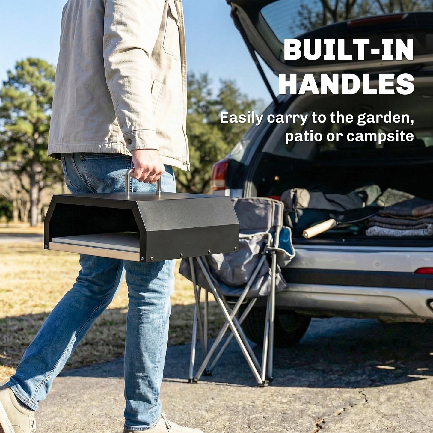 3 in 1 Outdoor Pizza Oven, Portable Wood Fired Pizza Maker
