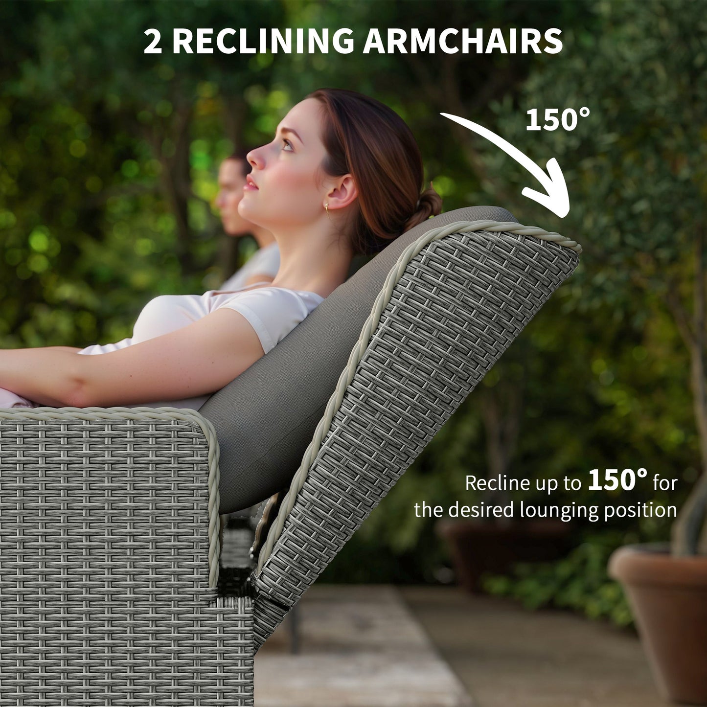 Five-Piece Reclining Rattan Chair Set