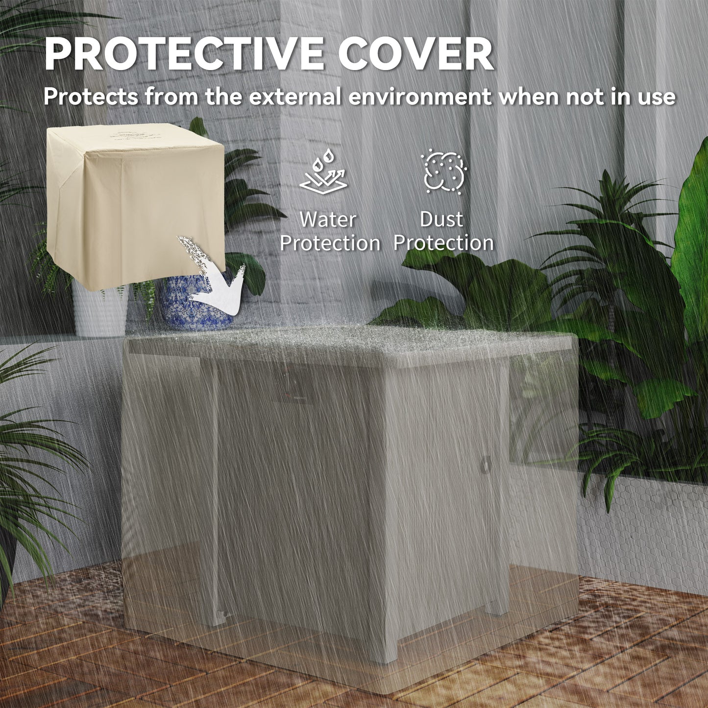 50,000 BTU Gas Fire Pit Table, with Cover