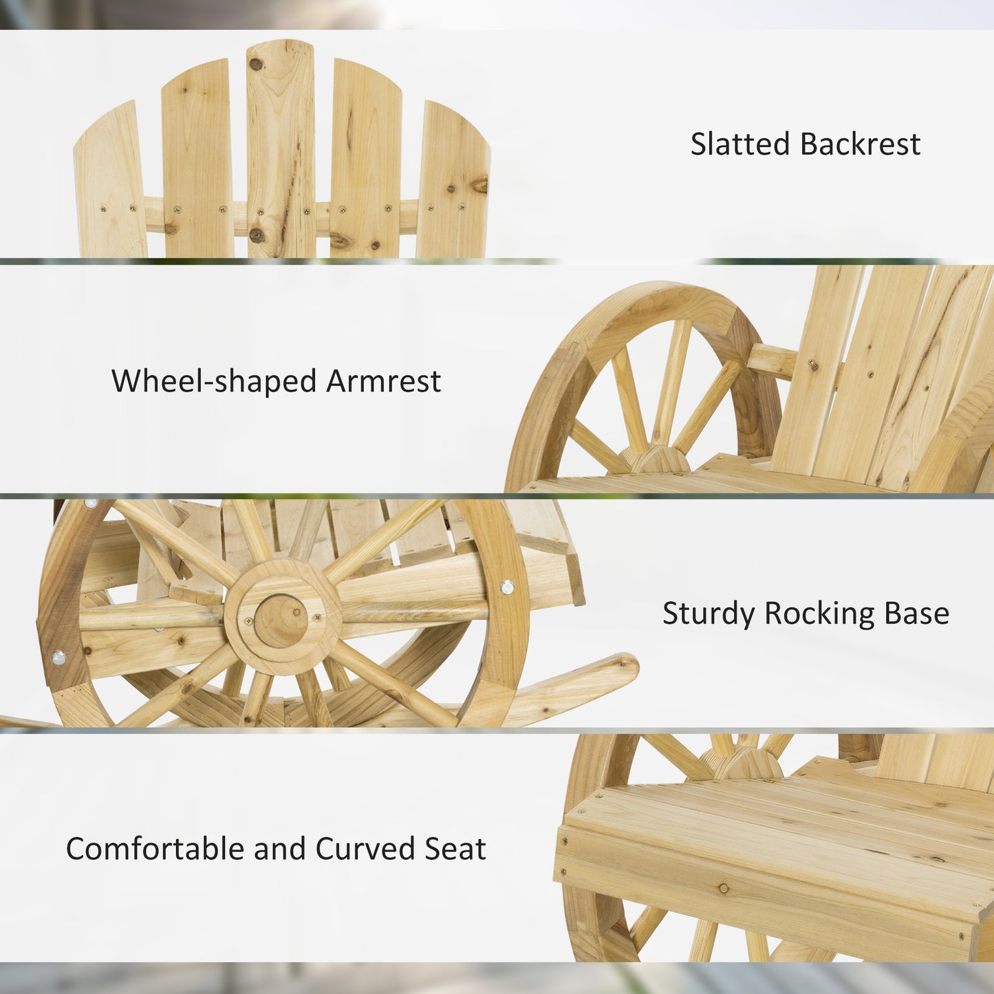 2 Piece Wooden Adirondack Rocking Chair Reclining Armchair Outdoor (1)