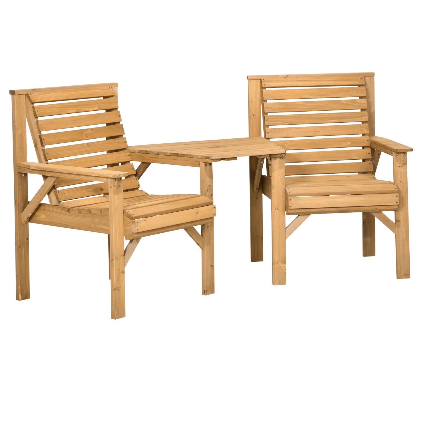 Wooden Garden Love Seat, 2 Seater Jack & Jill Companion Seat