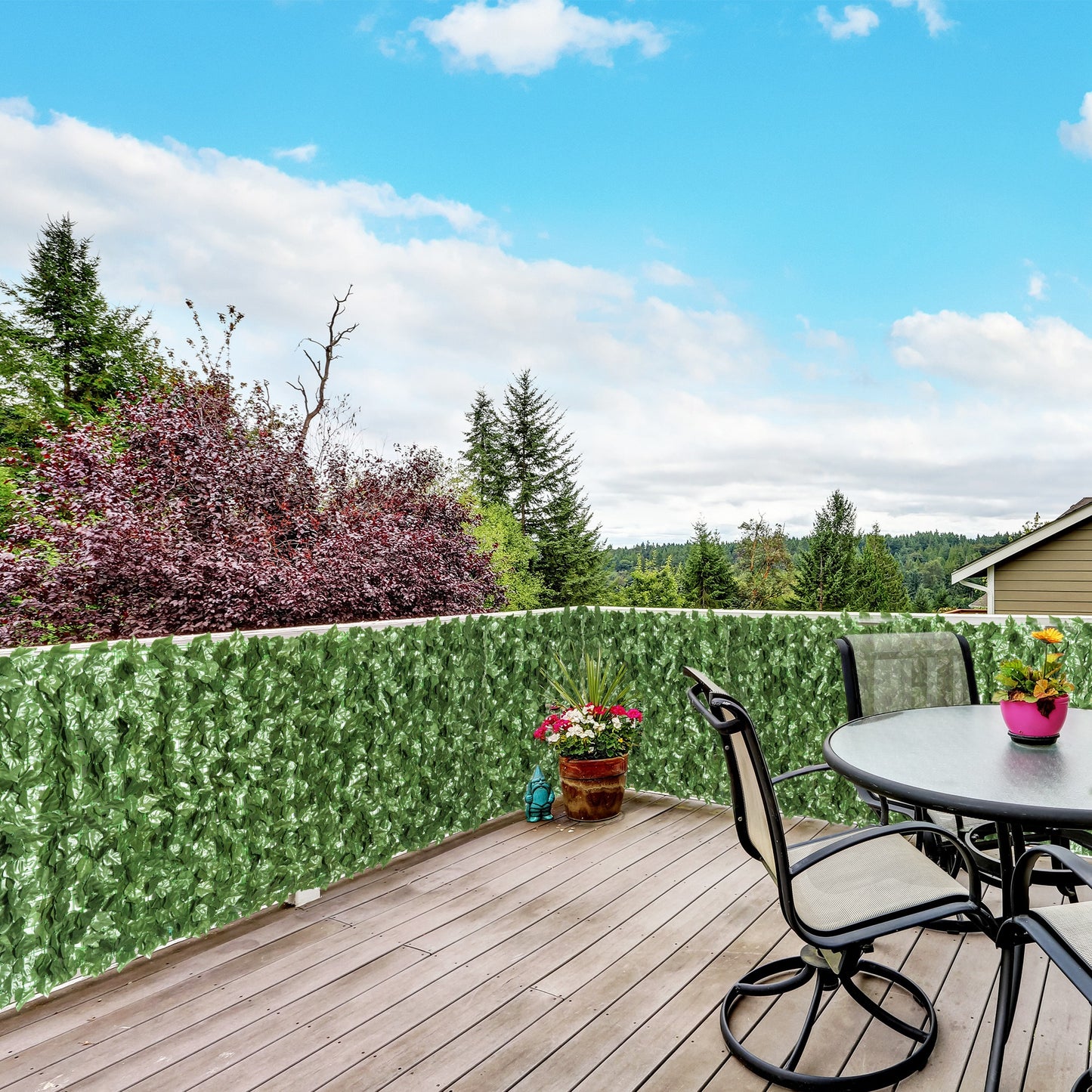 4-Piece Artificial Leaf Hedge Screen Privacy Fence Panel
