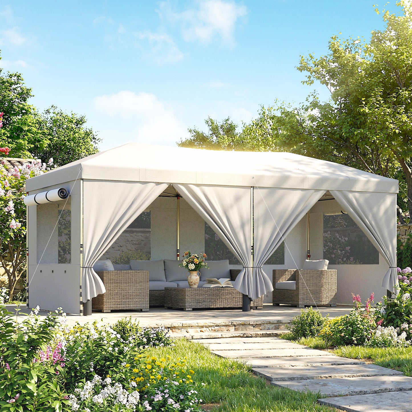 3 x 6 m Pop Up Canopy with UV50+ Protection Garden Gazebo