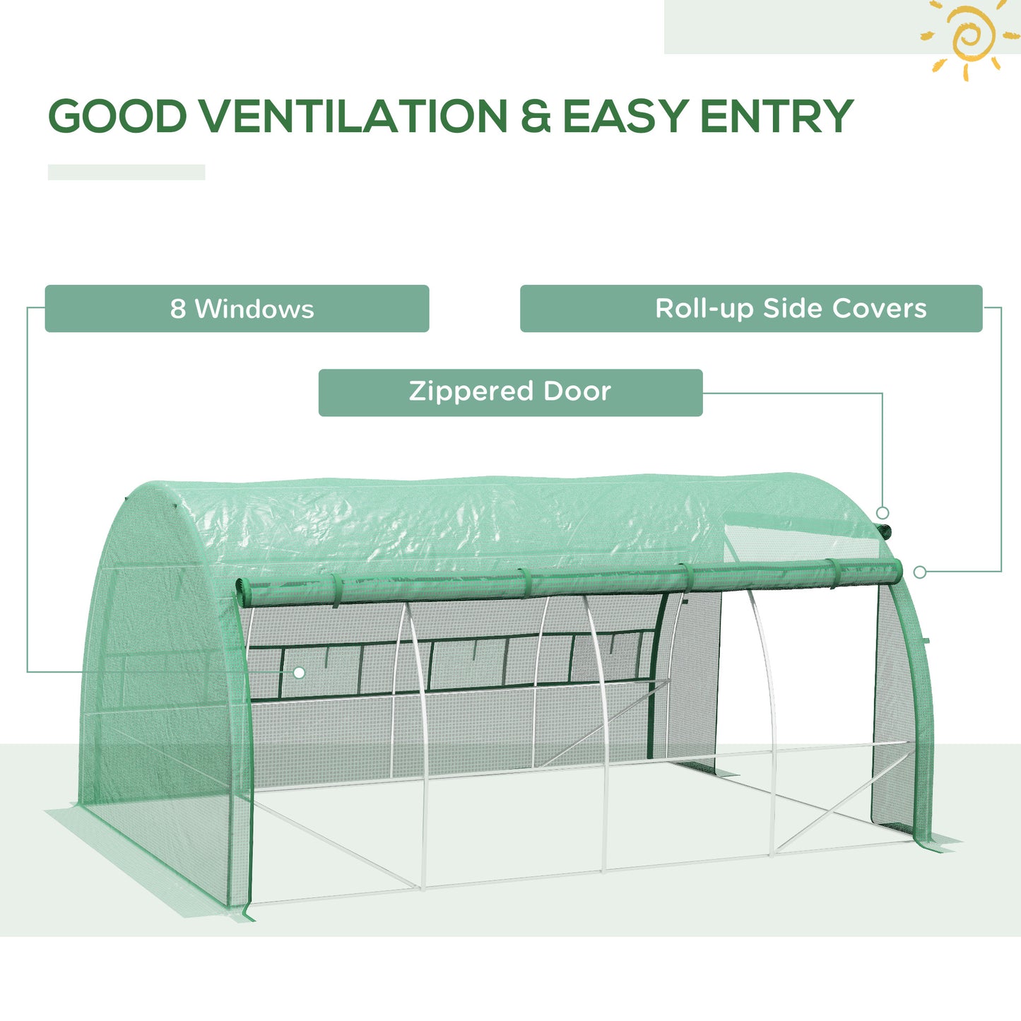 Polytunnel Greenhouse Walk-in Grow House Tent with Roll-up Sidewalls (1)