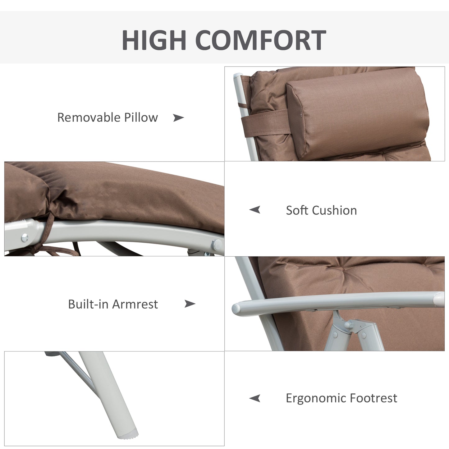 Sun Lounger Steel Frame Outdoor Folding Chaise Texteline Lounge