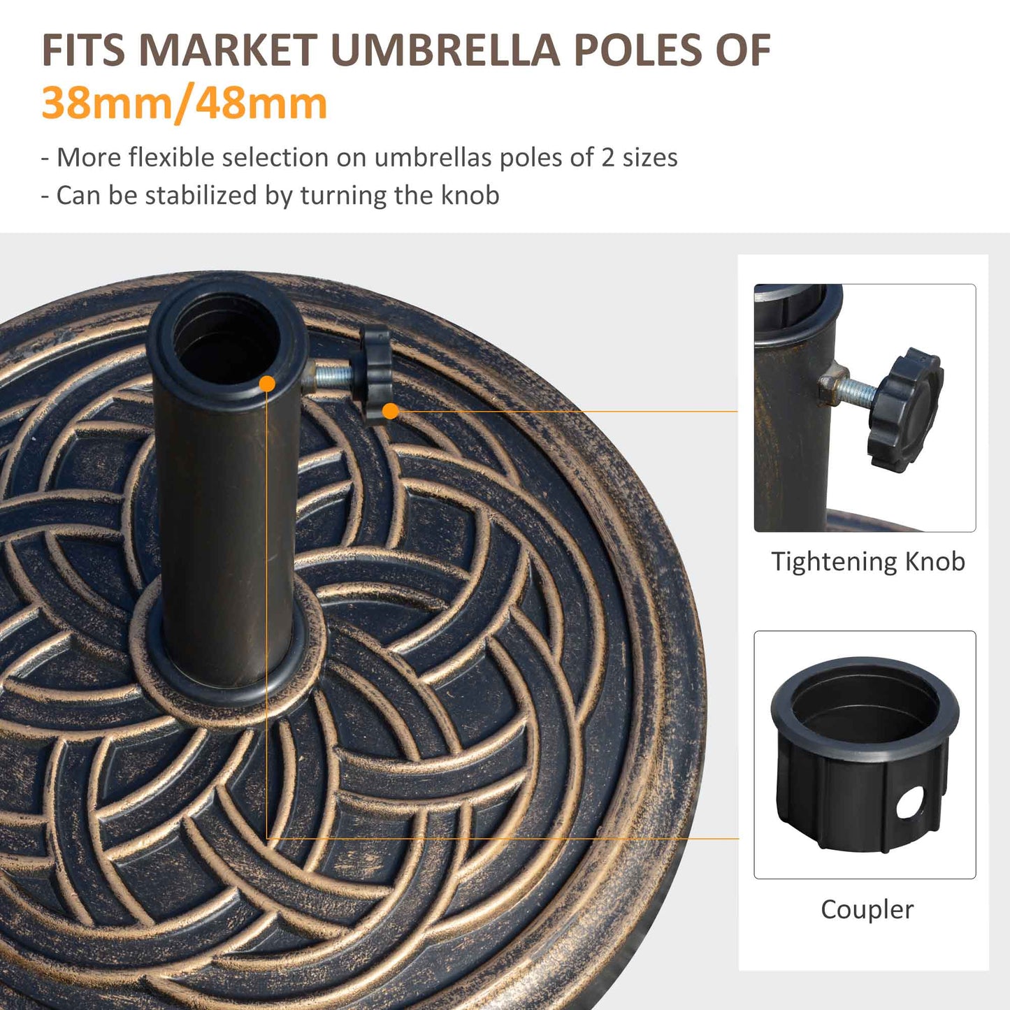 3 m Garden Parasol with Base, Pulley Operated Patio Umbrella