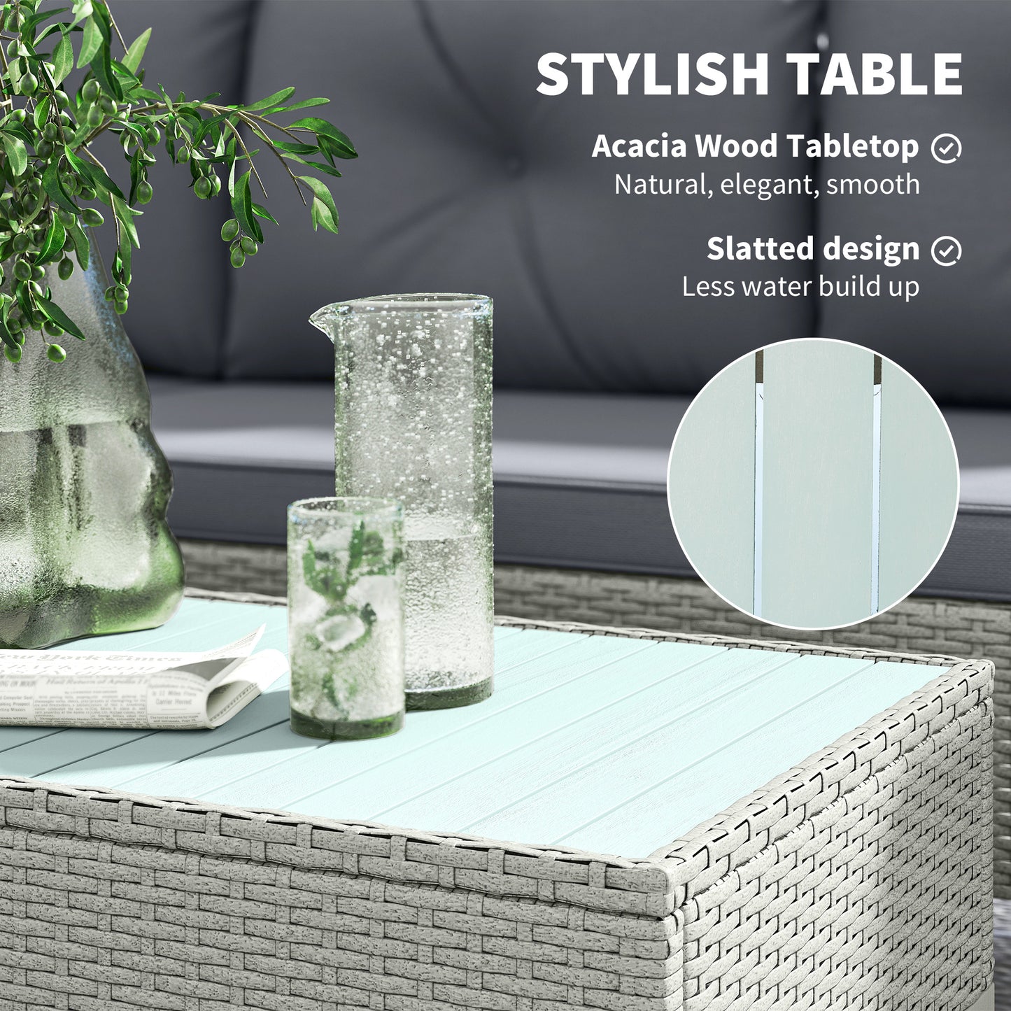 3 Pieces Rattan Garden Furniture Set