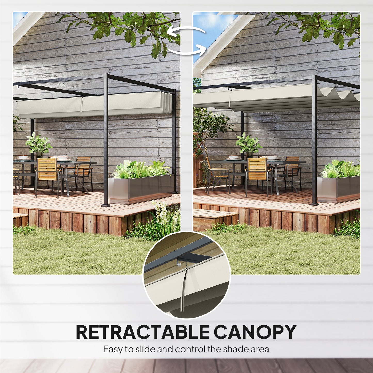 4 x 3(m) Metal Pergola with Retractable Roof