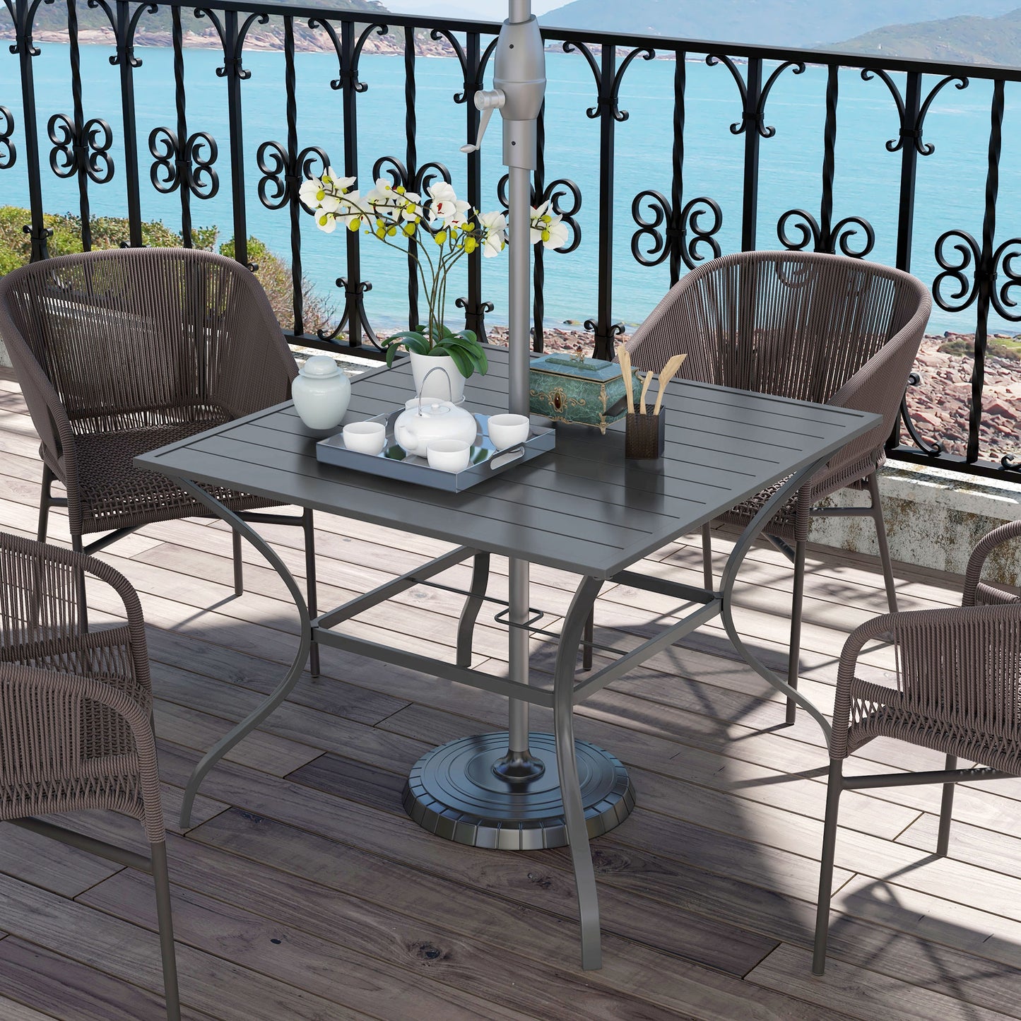 94 x 94 cm Garden Table with Parasol Hole