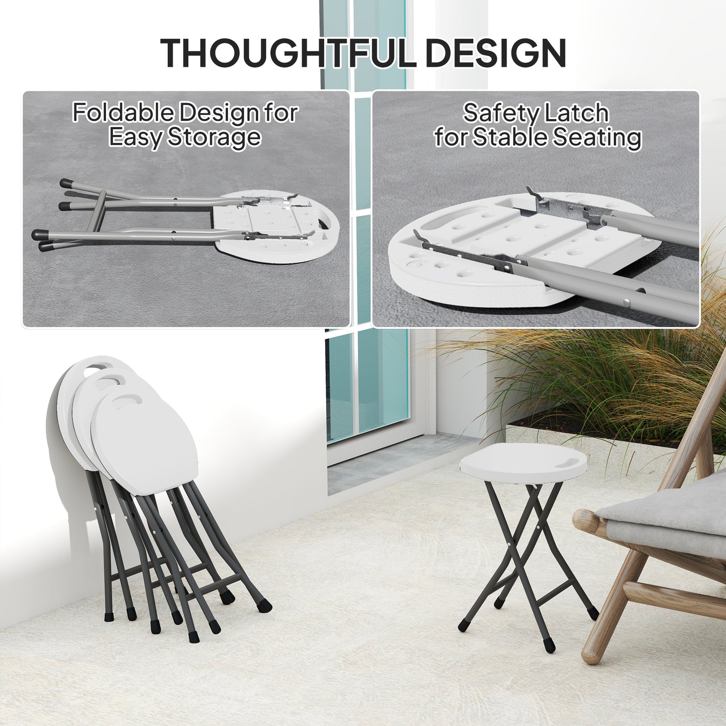 Set of Four Folding Carry Stools