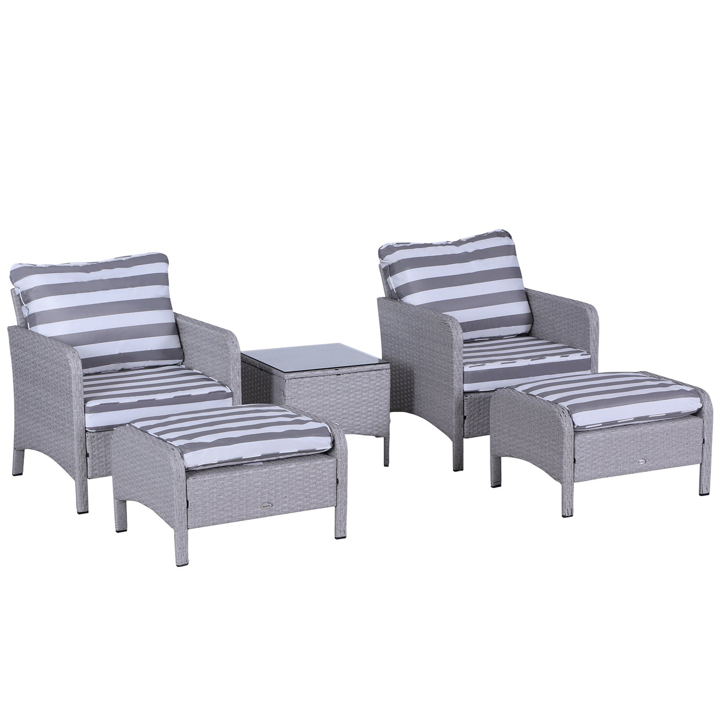 5 Pieces PE Rattan Garden Furniture Set