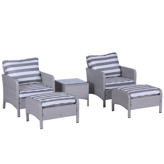 5 Pieces PE Rattan Garden Furniture Set