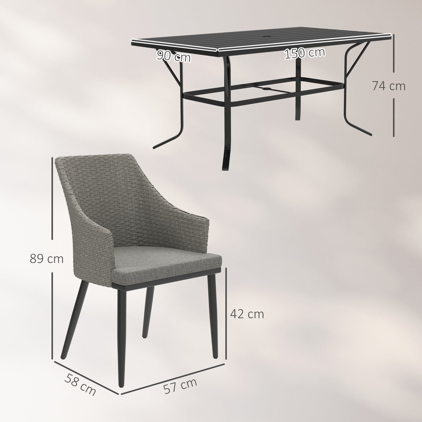 6 Seater Rattan Dining Set with Cushions (1)