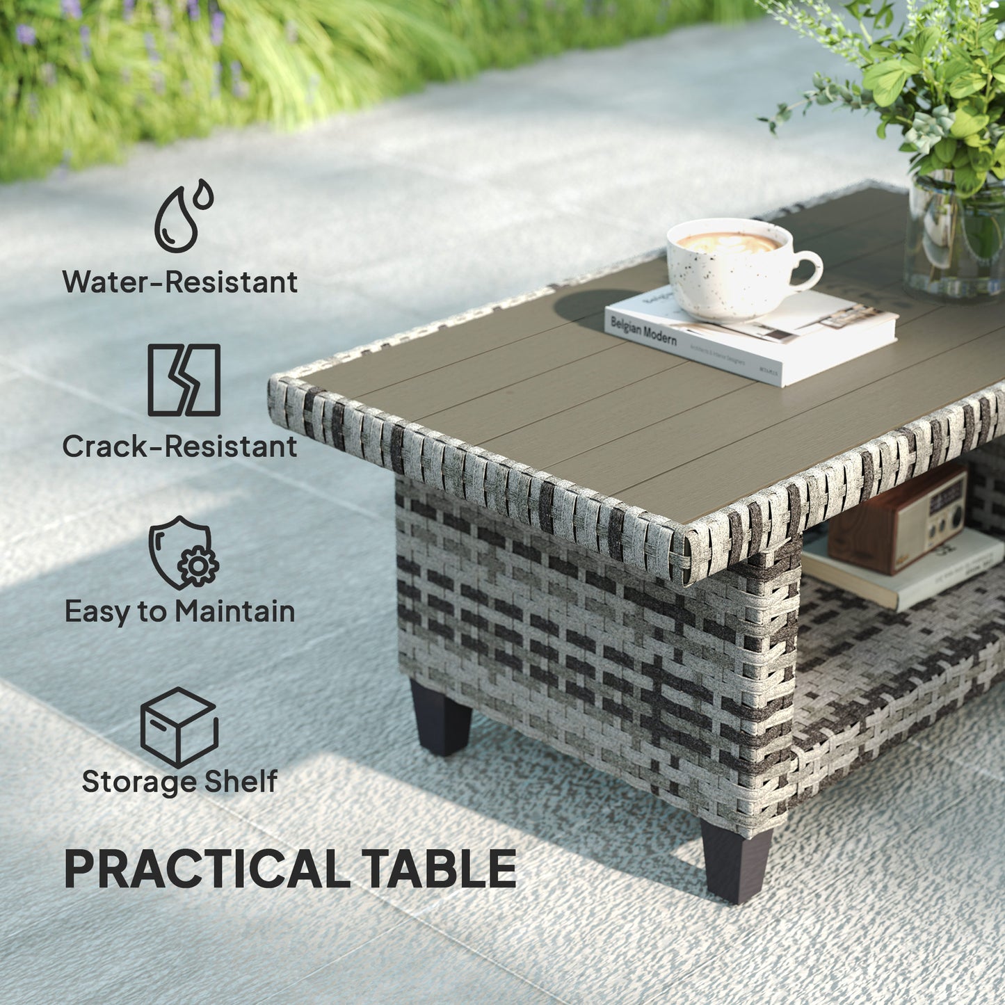 Six-Piece Modular Rattan Sofa Set