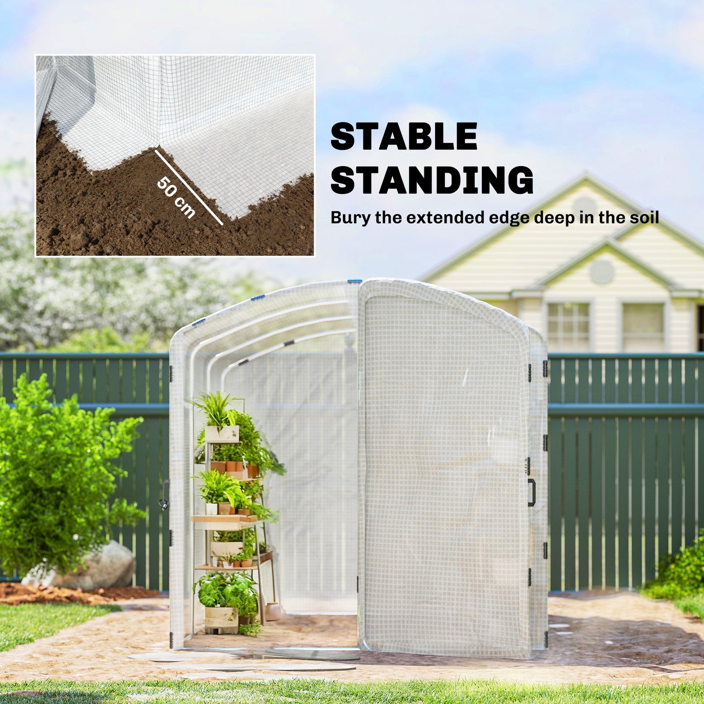Polytunnel Greenhouse Walk-in Grow House with UV-resistant PE Cover