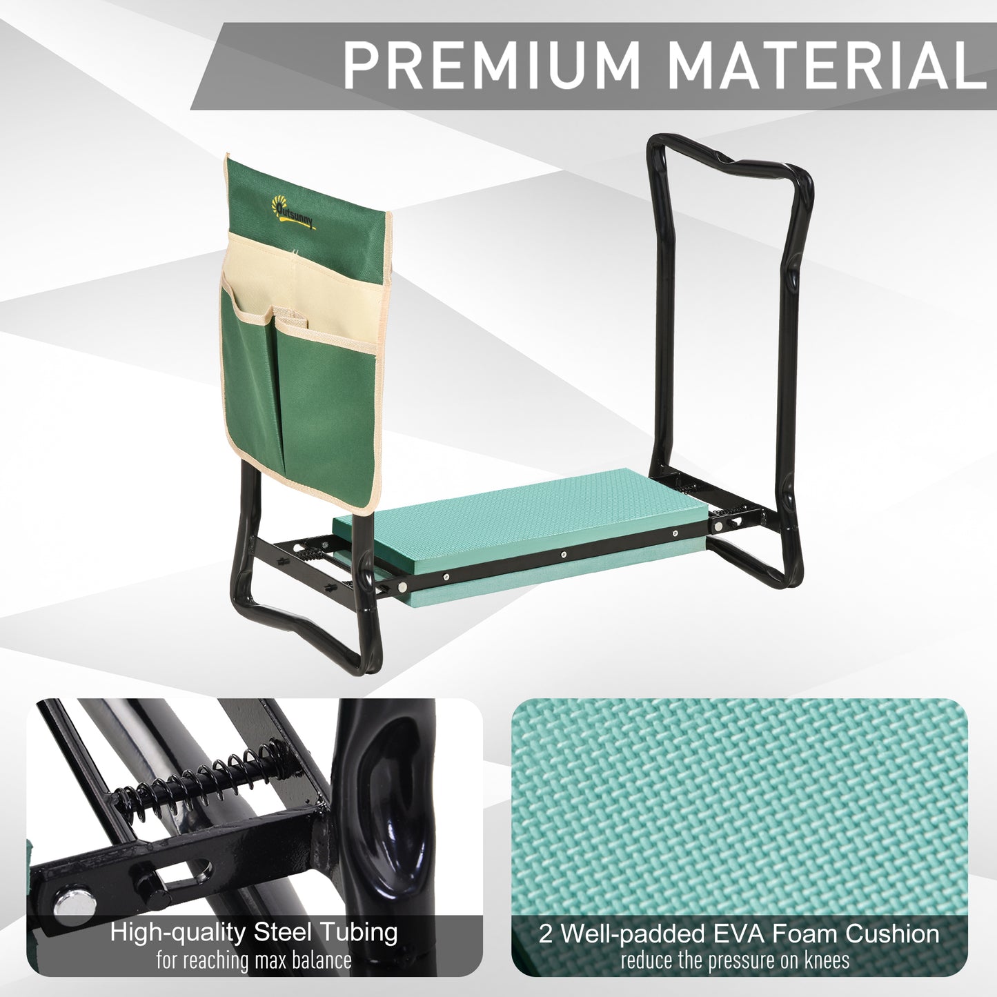 Steel Frame Padded Garden Kneeler, with Tool Bag