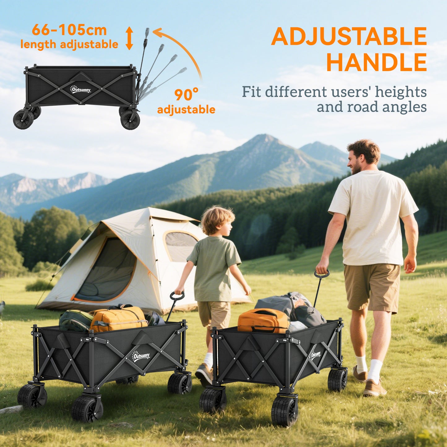 Folding Garden Trolley, Outdoor Wagon Cart with Carry Bag, for Beach