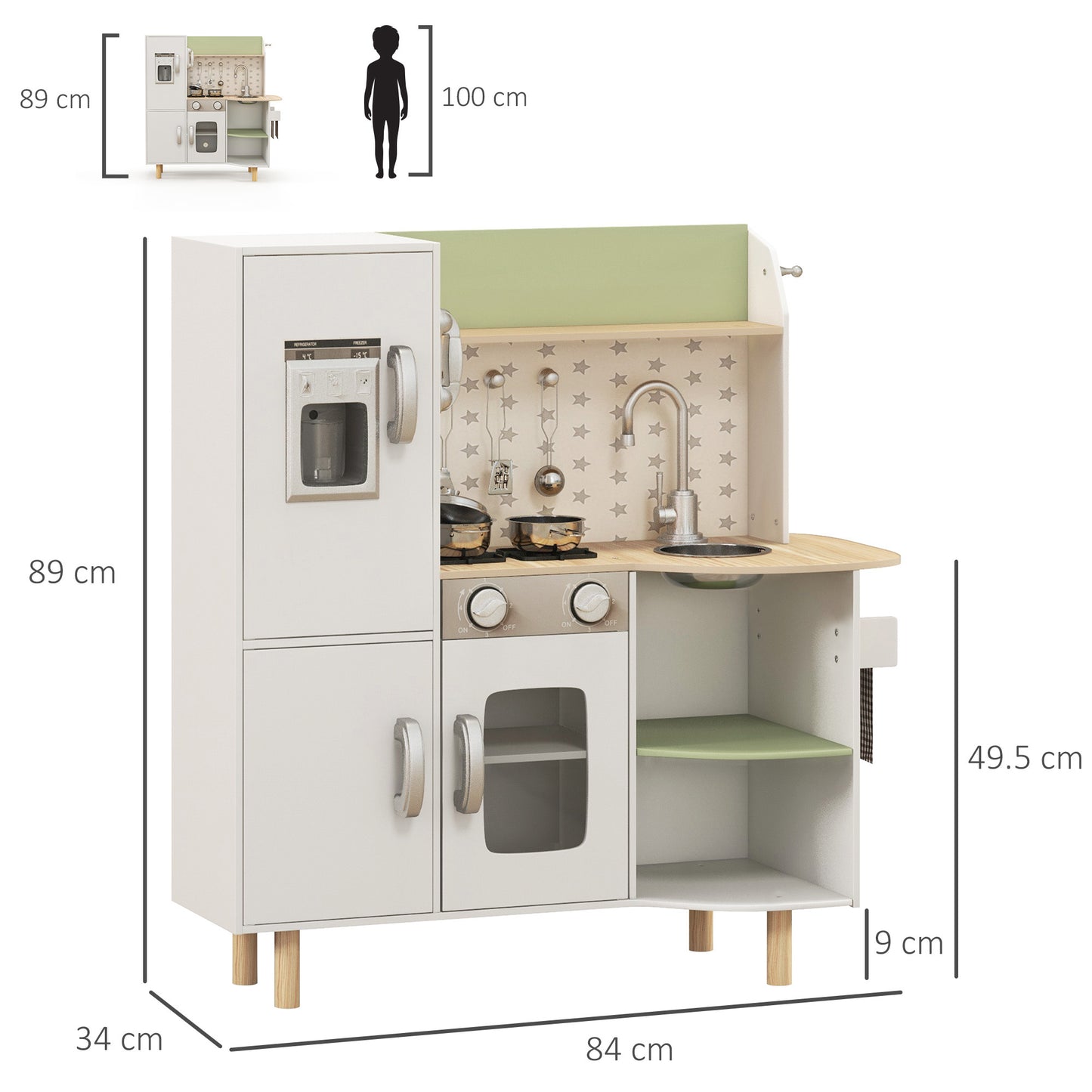 Toy Kitchen, Kids Play Kitchen, Role Playing Game with Phone