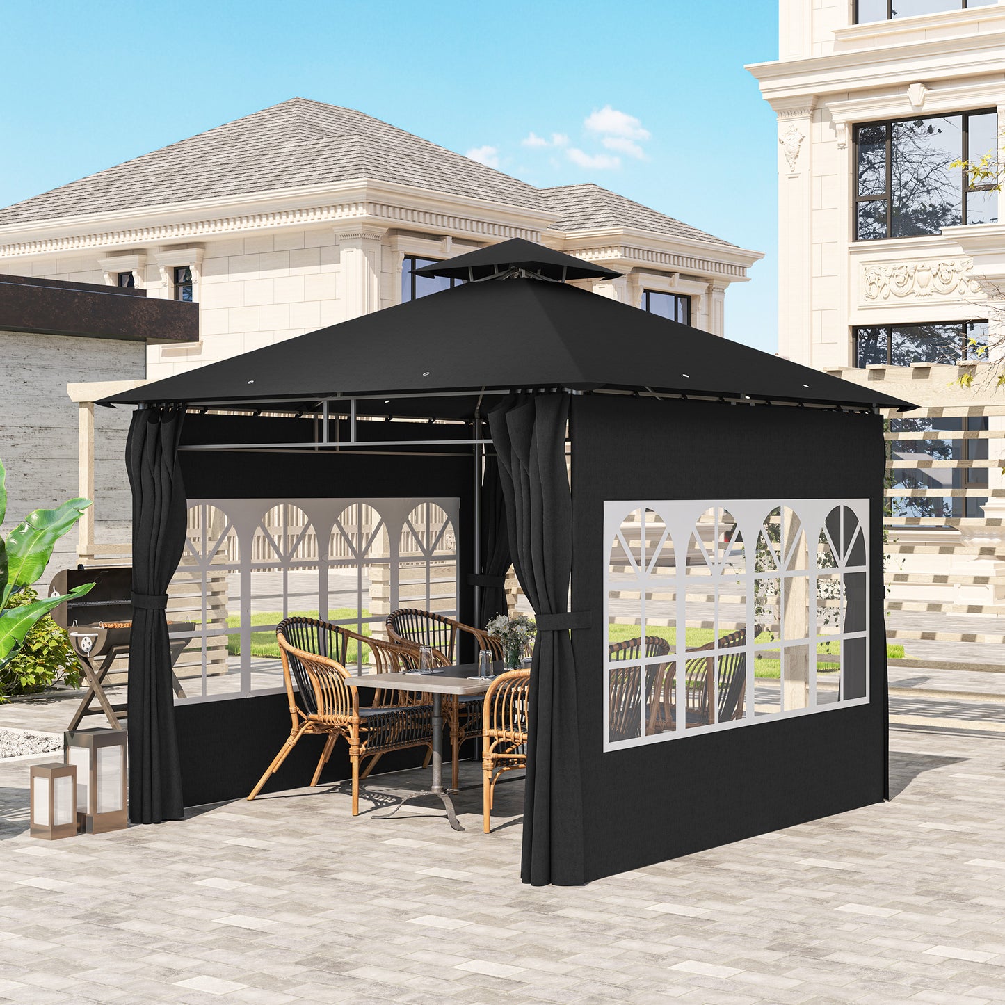 3 x 3 m Garden Gazebo, Double Roof Metal Gazebo
