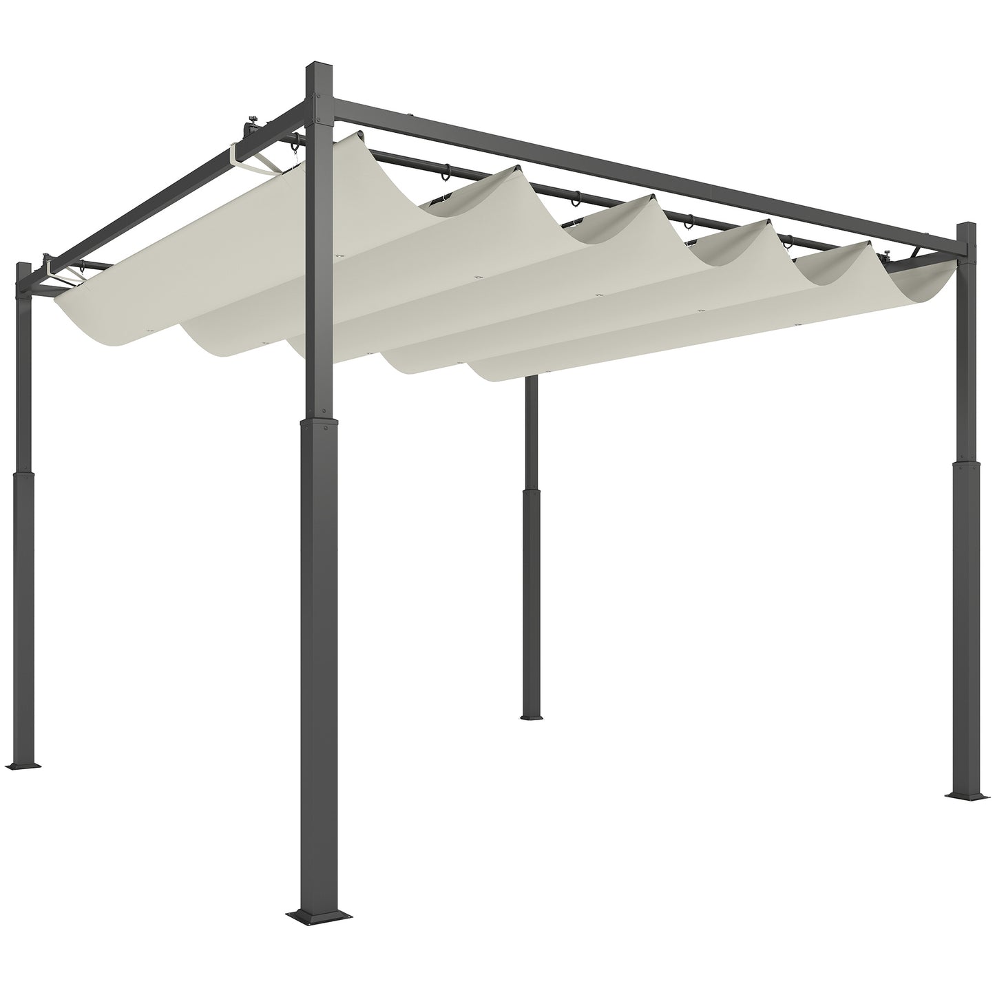 3 x 3(m) Metal Pergola with Retractable Roof and Magnetic Fixture