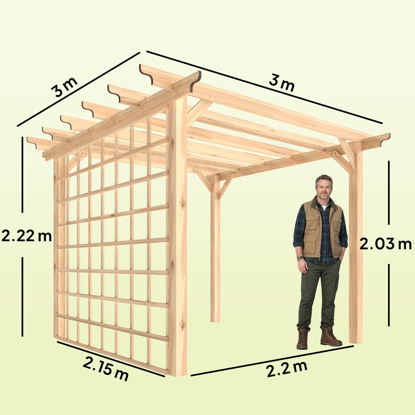 3 x 3 m Wooden Pergola Kit (3)