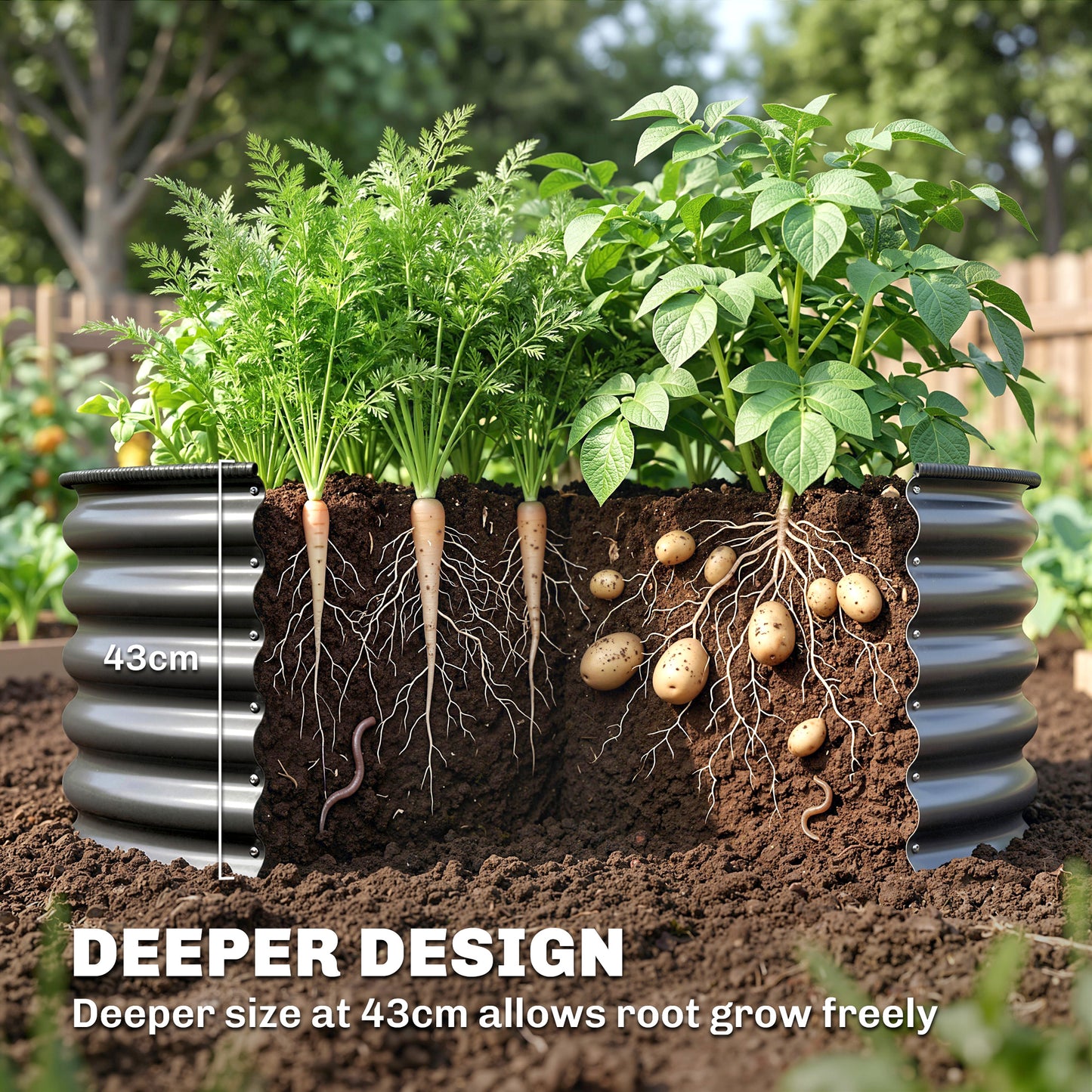 Galvanised Raised Garden Bed with Safety Edging