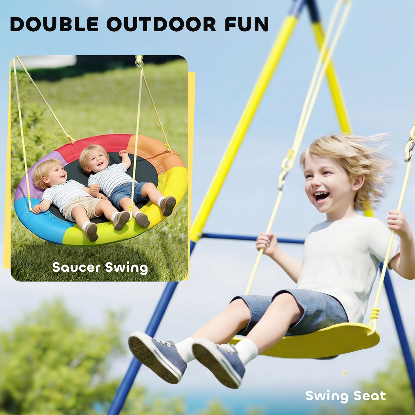 Kids Swing Set with Double Swings