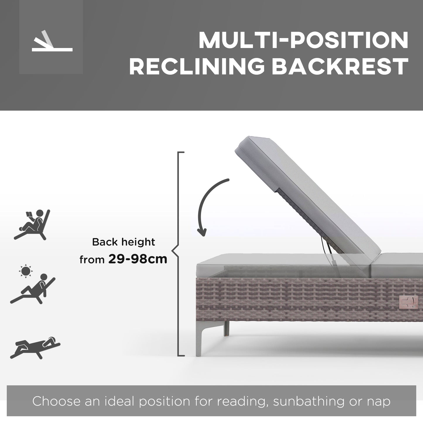 Outdoor PE Rattan Sun Lounger Set of 2