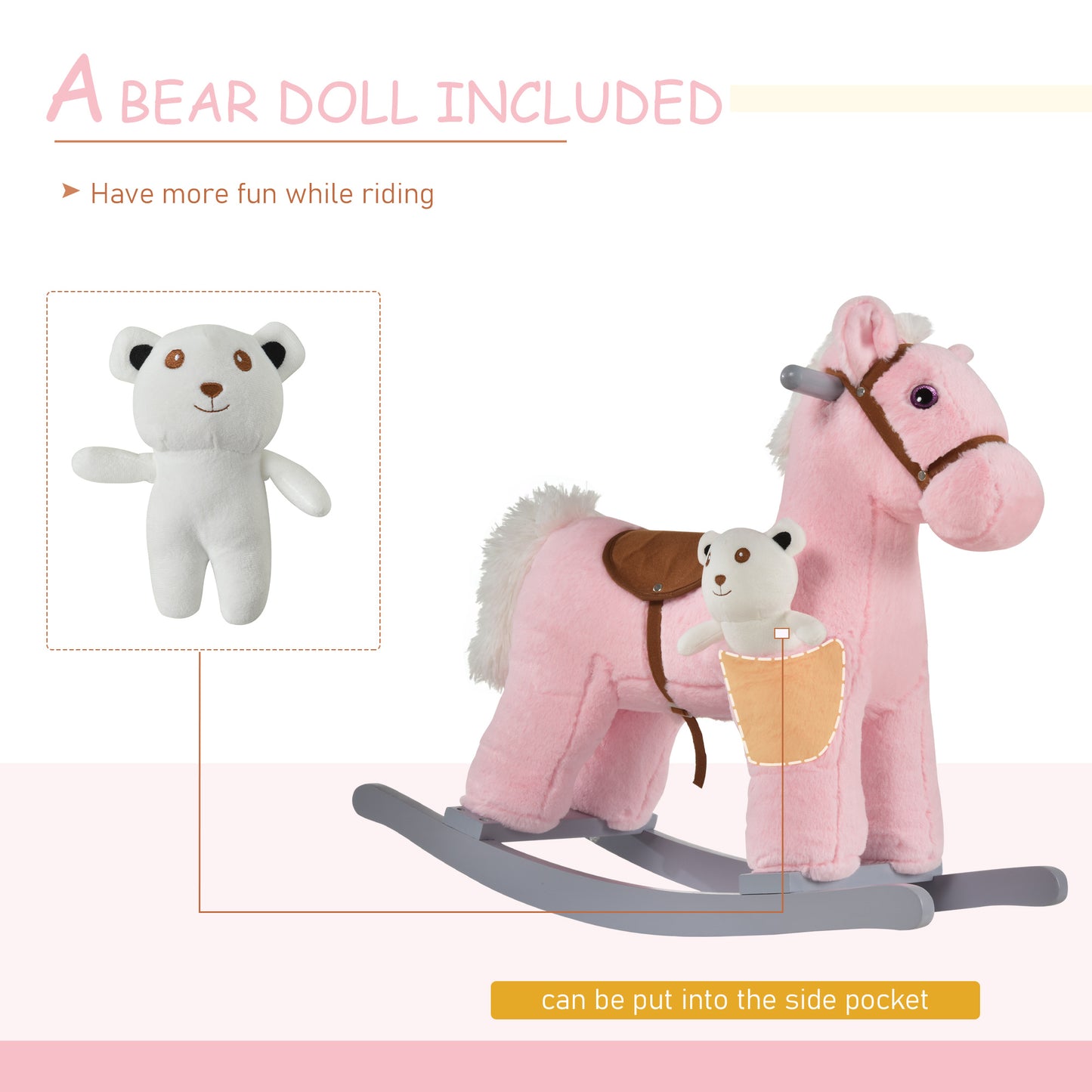 Kids Plush Ride-On Rocking Horse Toy Rocker