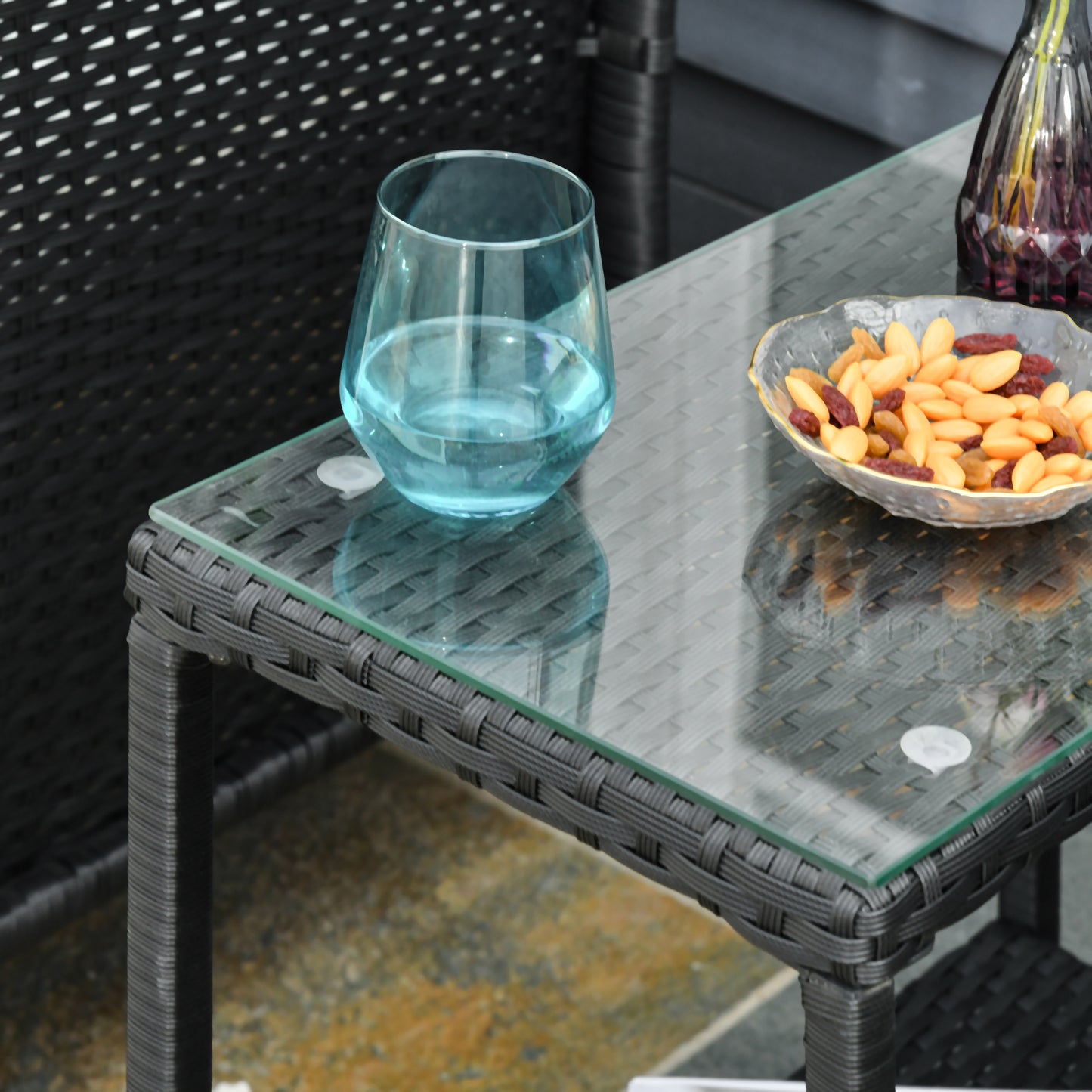 2-Seater PE Rattan Side Table & Armchair Bistro Set Jack