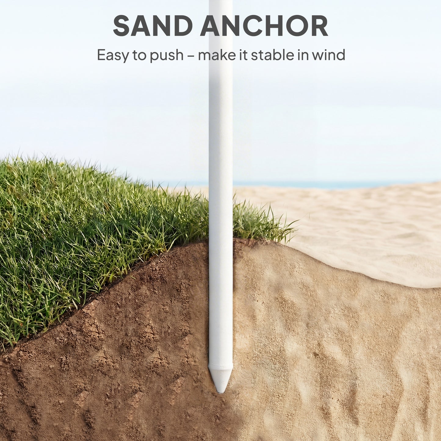 1.8 m Beach Umbrella Parasol with Sand Anchor