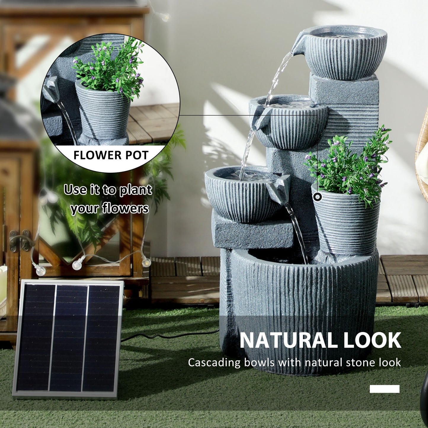 Solar Powered Outdoor Water Fountain